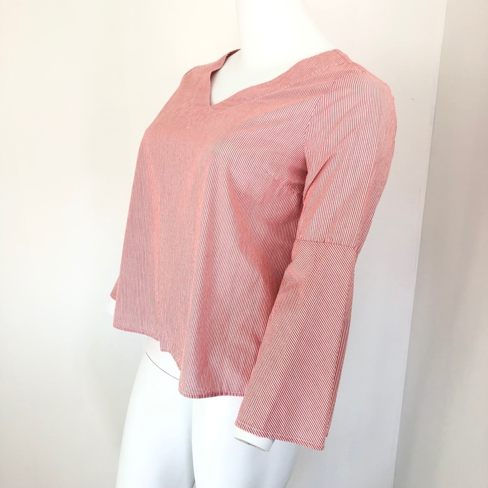 Tommy Hilfiger Striped Bell Sleeve Casual Top NWT - Picture 3 of 8